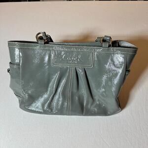 Coach Gray/Silver Patent Leather Gallery Tote F13761